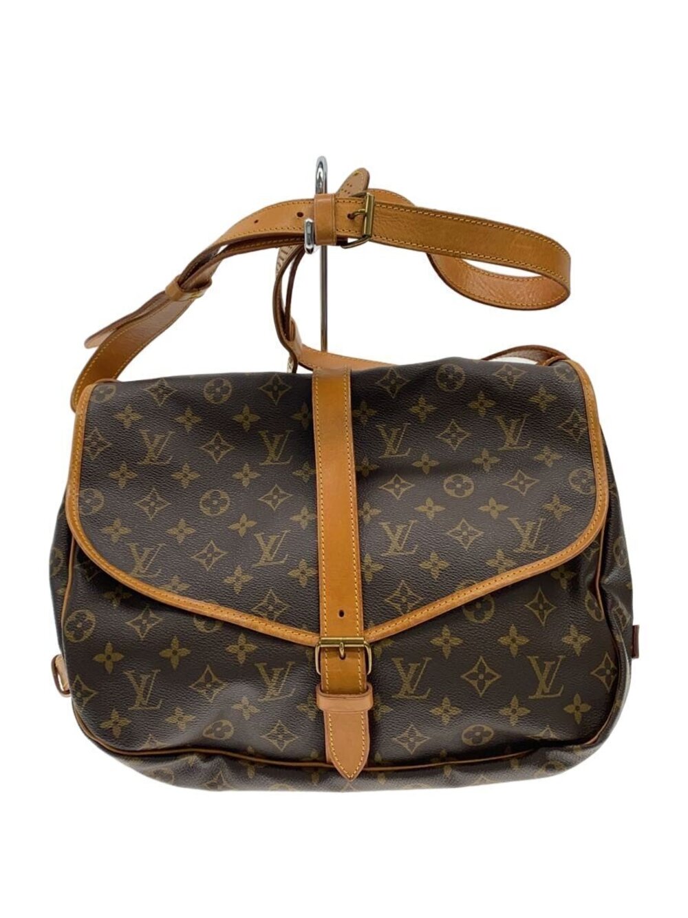 LOUIS VUITTON Saumur Canvas Leather Brown Monogram